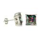 Preview: King Ice 925 Sterling Silver Square Mystic CZ Earstuds Mystic/Silvern