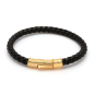 Preview: King Ice 18K Gold Plated Greek Symbol Italian Leather Rope Bracelet Black/Golden