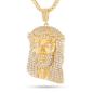 Preview: King Ice 14K Gold Plated CZ Large Jesus Teardrop Necklace Golden