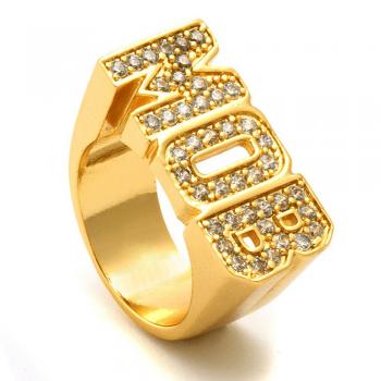 King Ice 14K Gold Plated CZ M.O.B. Ring Golden