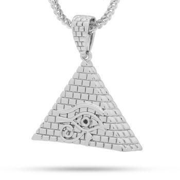 King Ice White Gold Plated Eye of Ra Pyramid Necklace Silvern