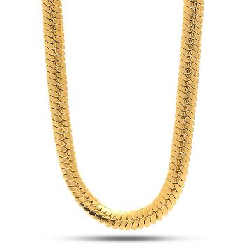King Ice 14K Gold Plated 10mm Thick Herringbone Necklace Golden