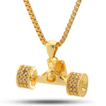 King Ice 14K Gold Plated CZ Skateboard Truck Necklace Golden