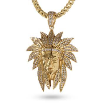 King Ice 14K Gold Plated CZ Chief Rain Cloud Necklace Golden
