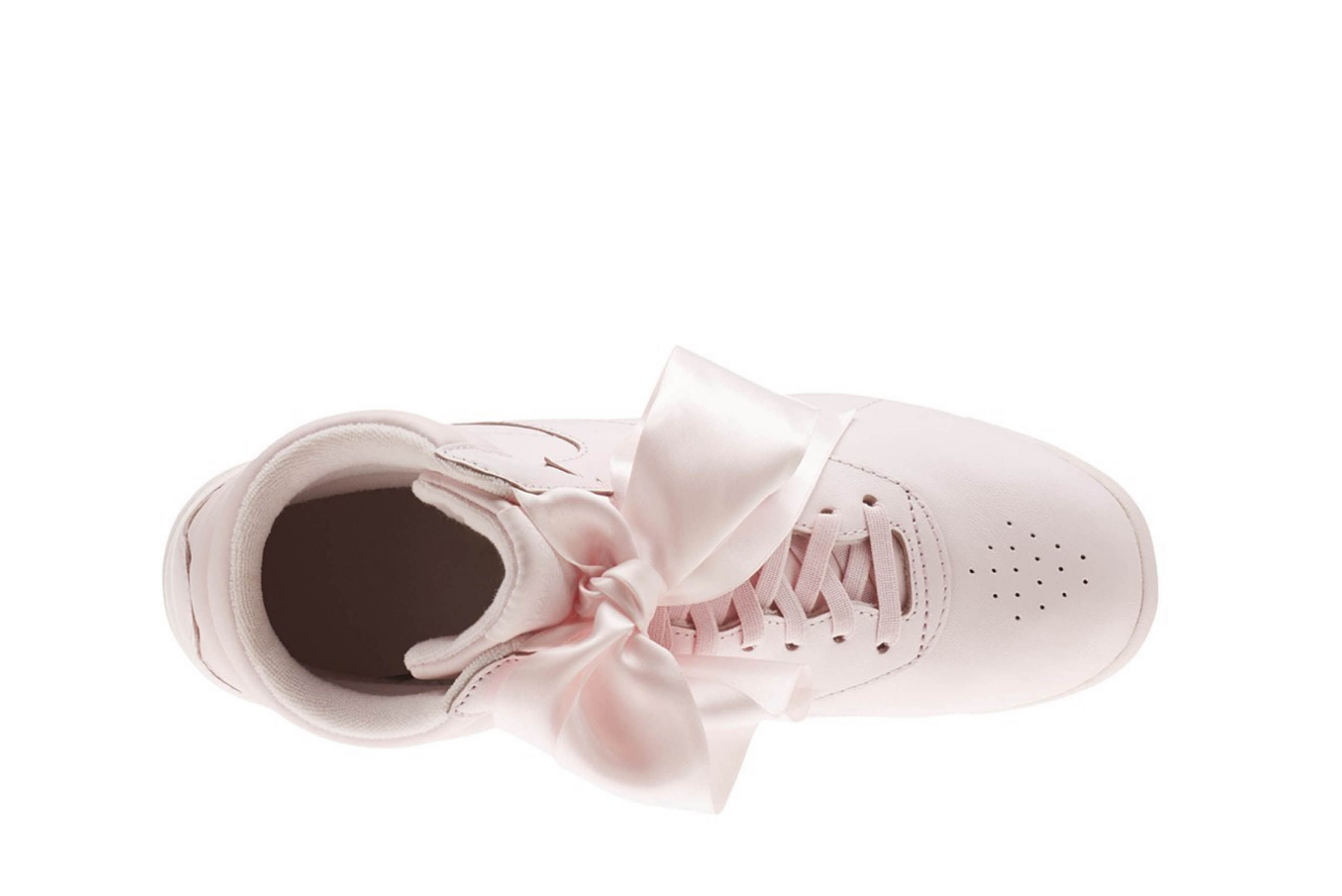 Reebok Freestyle Hi Satin Bow Sneakers Porcelain Pink/Skull Grey