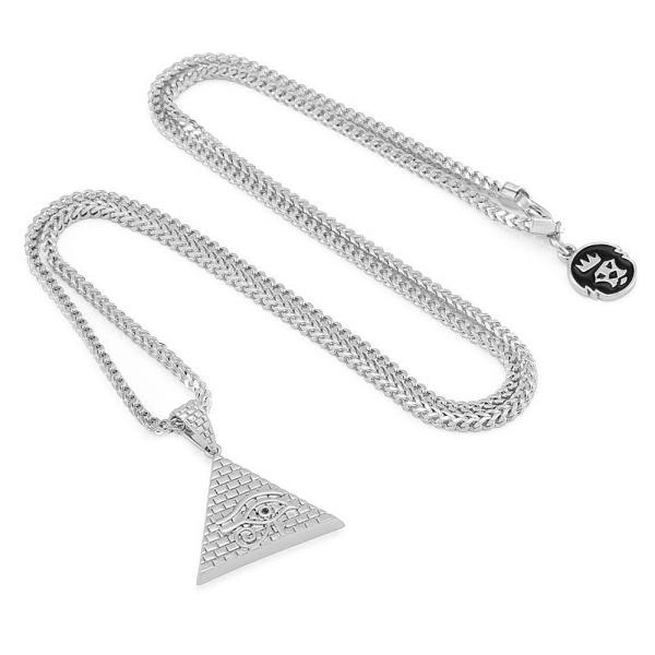 King Ice White Gold Plated Eye of Ra Pyramid Necklace Silvern