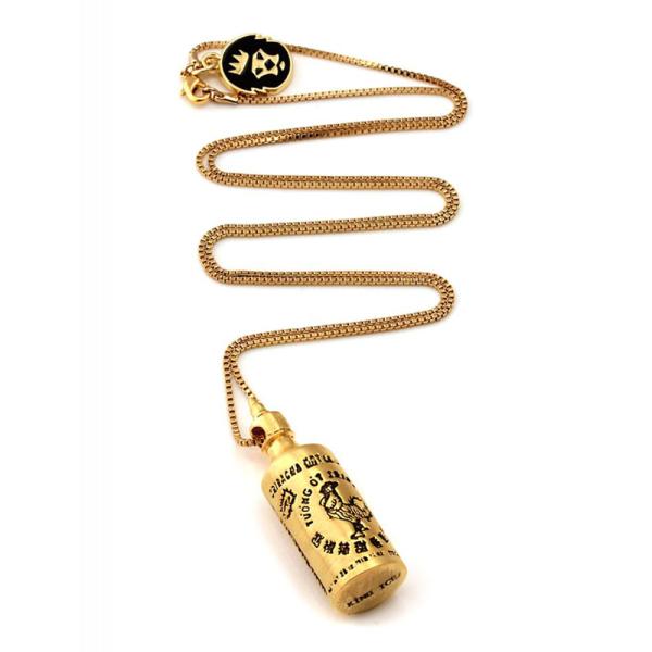 King Ice 14K Gold Plated Sriracha Bottle Necklace Golden