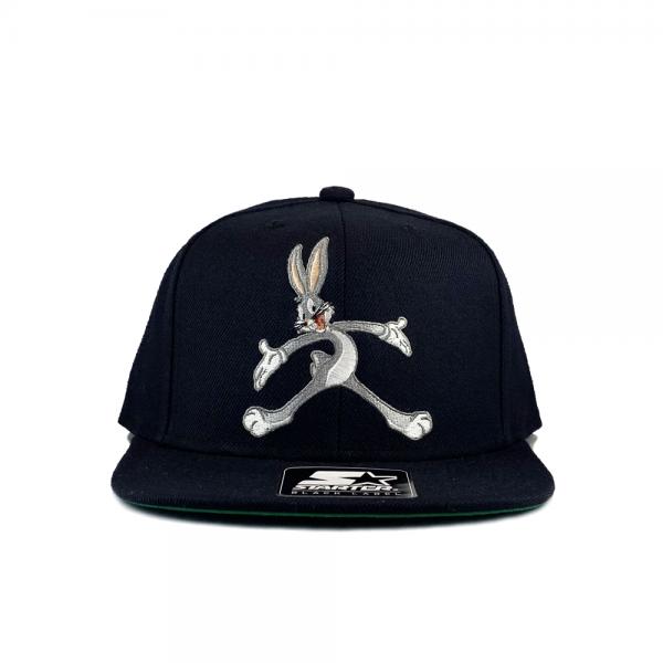 Starter X Looney Tunes Character Bugs Bunny Snapback Cap Black